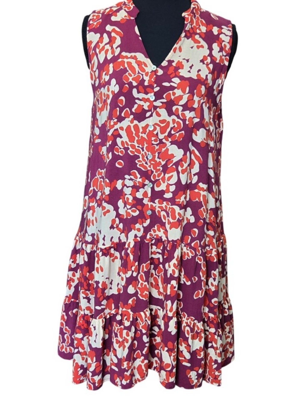 Nine West Purple, White & Red Floral Sleeveless Mini Dress